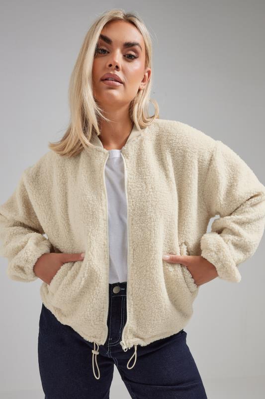 LIMITED COLLECTION Curve Cream Teddy Borg Bomber Jacket