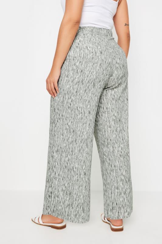 YOURS Curve Grey Abstract Print Textured Wide Leg Trousers 4 YOURS Curve Grey Abstract Print Textured Wide Leg Trousers