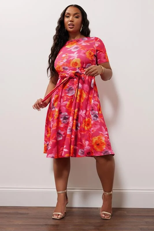 YOURS LONDON Curve Pink Floral Print Skater Dress