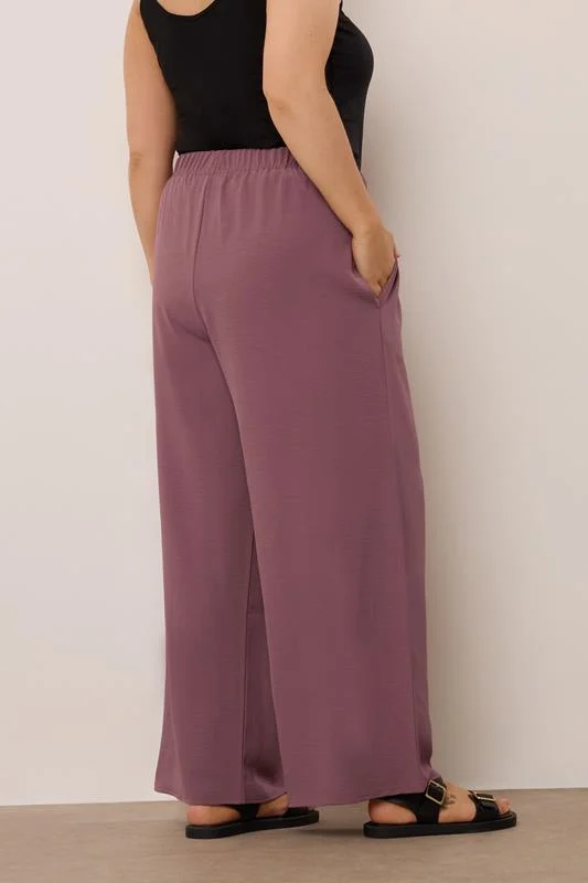 YOURS Curve Purple Twill Wide Leg Trousers 4 YOURS Curve Purple Twill Wide Leg Trousers