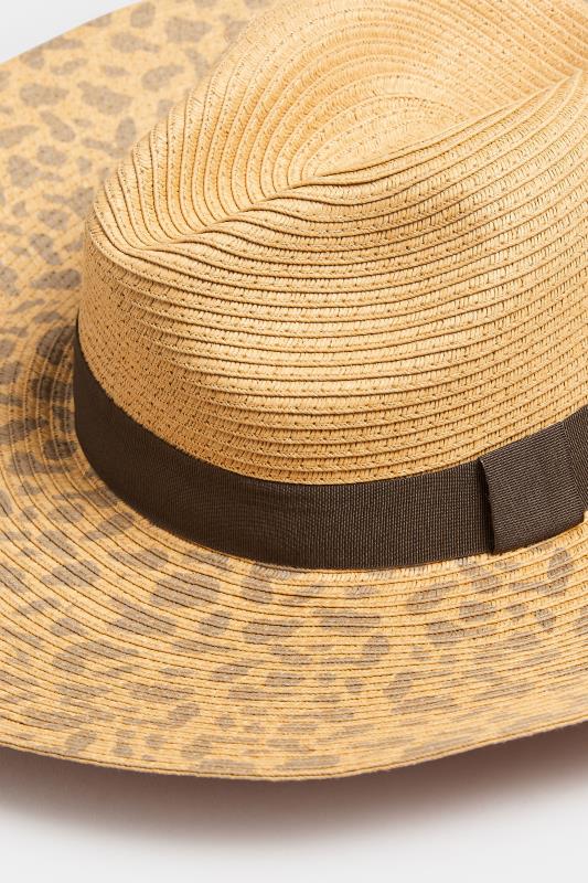 Brown Leopard Print Wide Brim Straw Hat 4 Brown Leopard Print Wide Brim Straw Hat