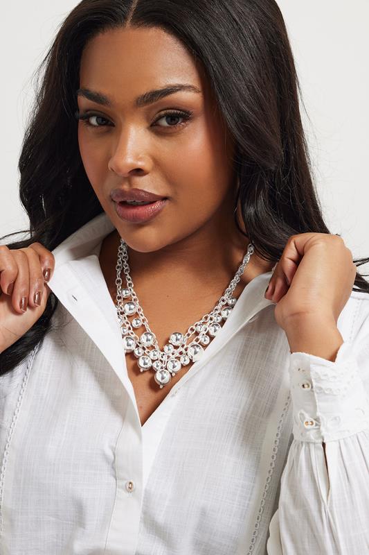 Silver Tone Multi Beaded Necklace