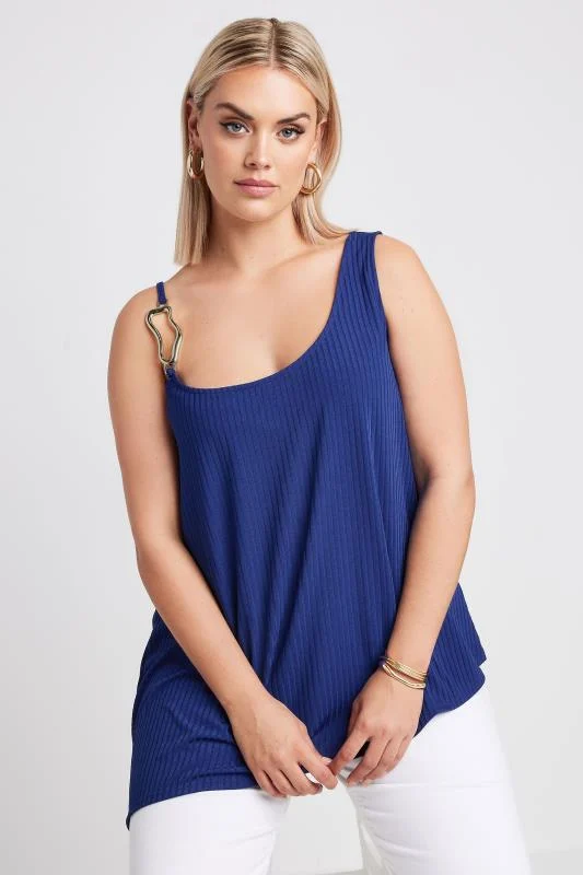 YOURS Curve Blue Metal Trim Ribbed Vest Top 5 YOURS Curve Blue Metal Trim Ribbed Vest Top