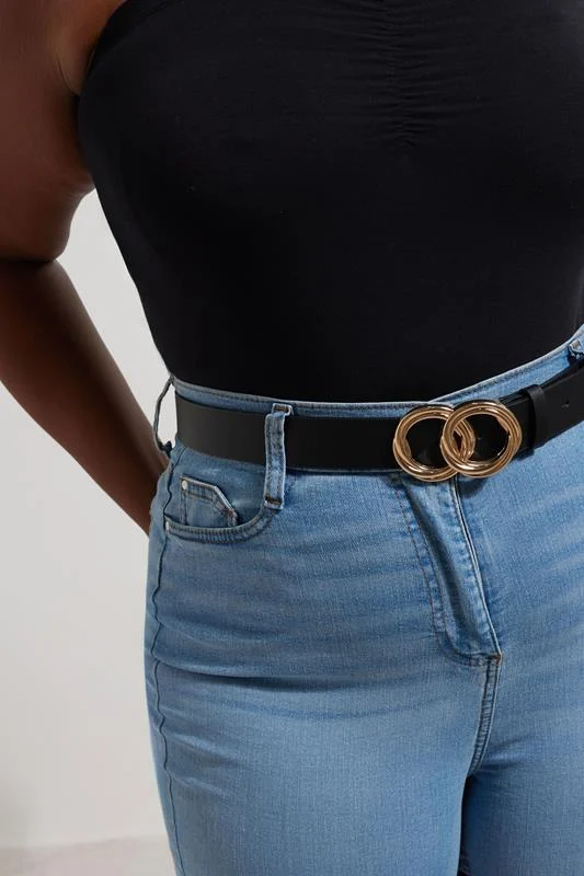 Black Twisted Double Circle Belt