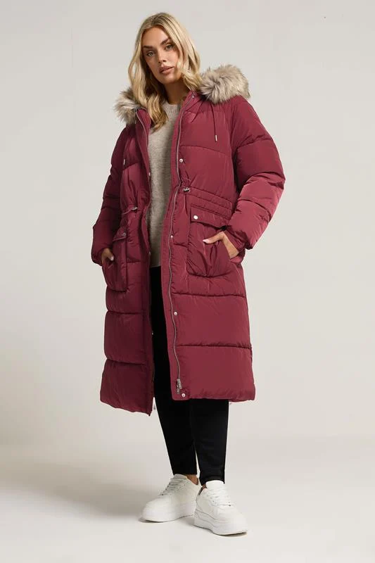 YOURS Curve Red Padded Parka Coat