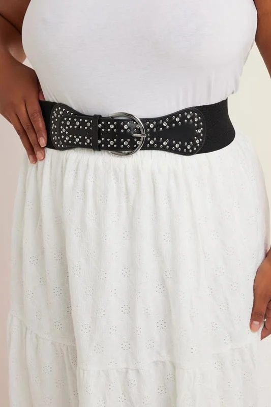Black Diamante Wide Stretch Belt