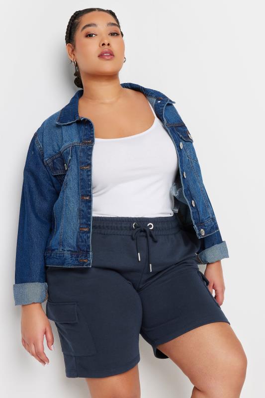 YOURS Curve Navy Blue Cargo Jogger Shorts