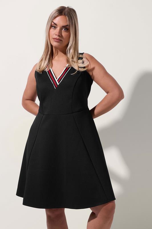 LIMITED COLLECTION Curve Black Contrast Trim Skater Dress