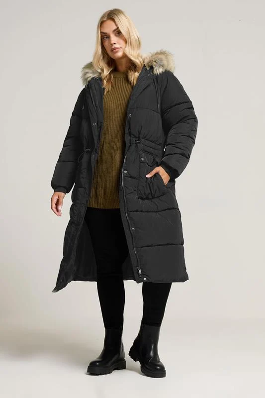 YOURS Curve Black Padded Parka Coat