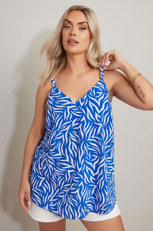 YOURS Curve Blue Zebra Print Cami Top
