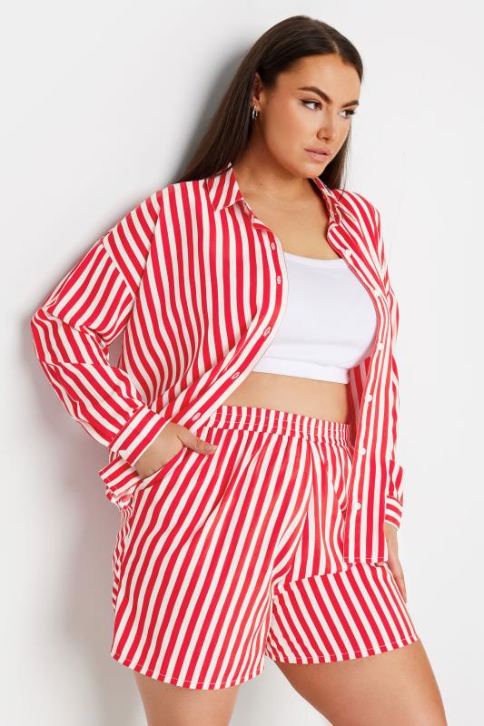 YOURS Curve Red Stripe Long Sleeve Shirt