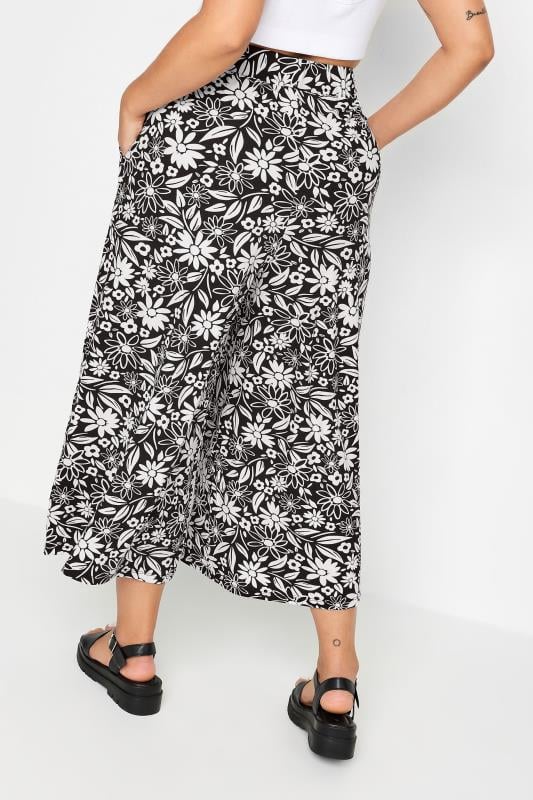 YOURS Curve Black & White Floral Print Midaxi Culottes 4 YOURS Curve Black & White Floral Print Midaxi Culottes
