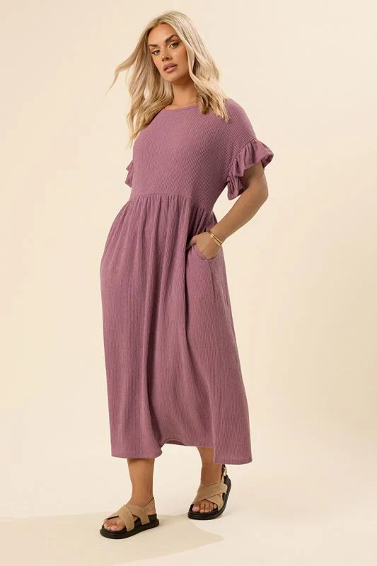 YOURS Curve Pink Frill Textured Maxi Dress