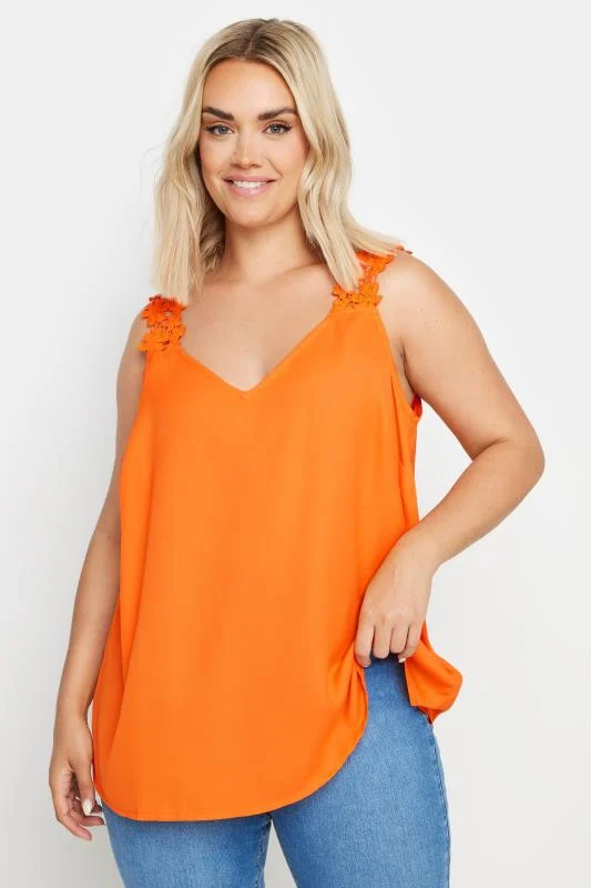 YOURS Curve Orange Floral Trim Cami