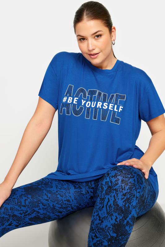 YOURS ACTIVE Curve Blue'#Be Yourself' Top