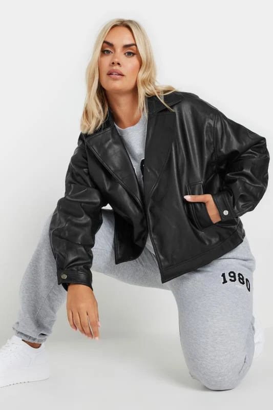 YOURS Curve Black Faux Leather Biker Jacket