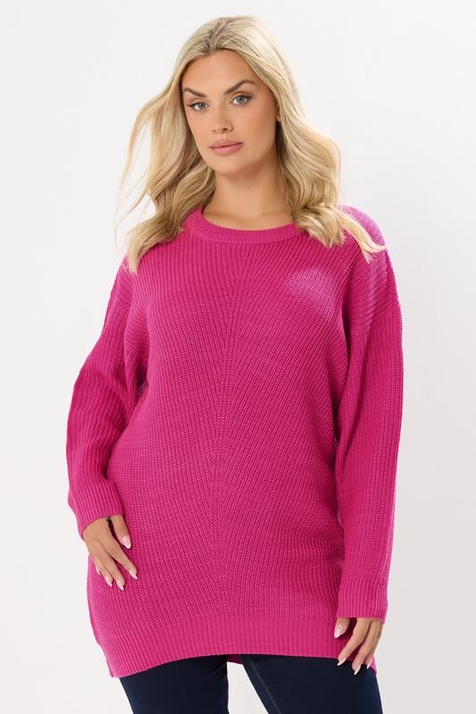 YOURS Curve Bright Pink Essential Knitted Jumper