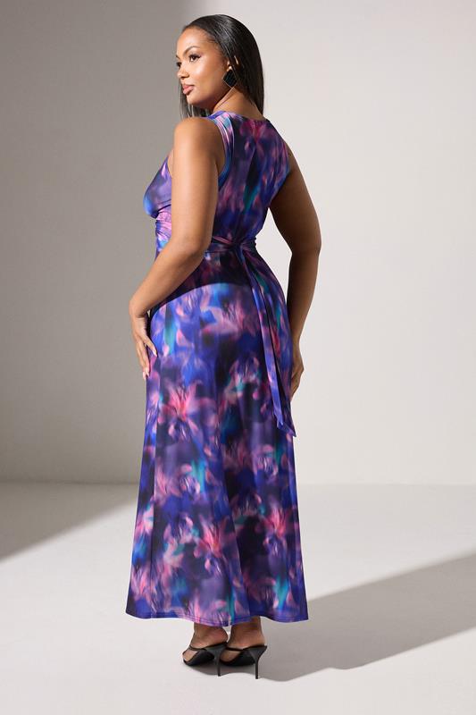YOURS LONDON Curve Purple Blur Print Knotted Front Maxi Dress 4 YOURS LONDON Curve Purple Blur Print Knotted Front Maxi Dress