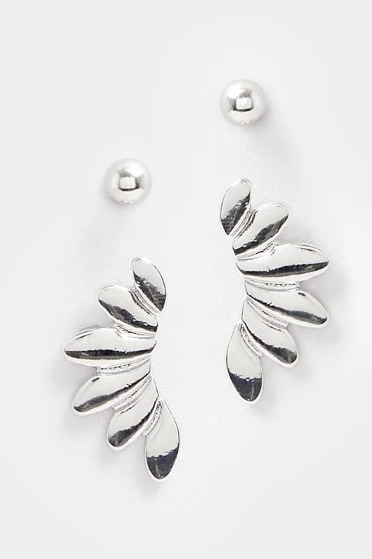 2 PACK Silver Tone Leaf Stud Earrings 4 2 PACK Silver Tone Leaf Stud Earrings