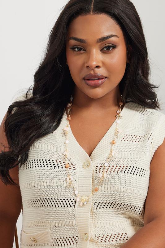 Gold Tone Beaded Long Necklace