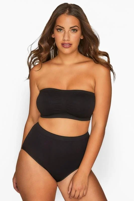 YOURS Black Seamless Padded Non-Wired Bandeau Bra