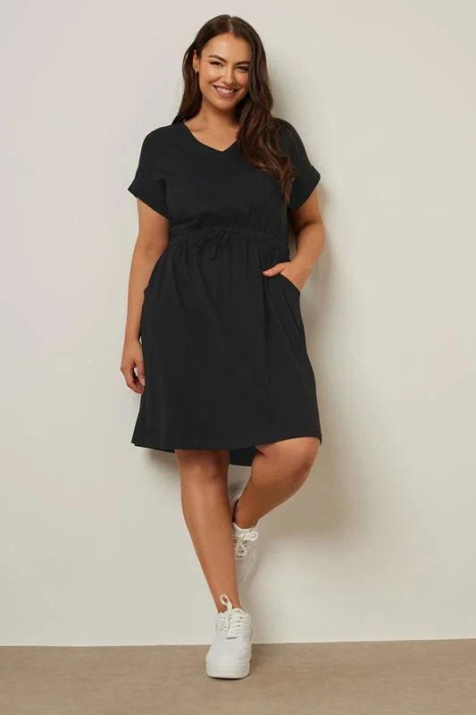 YOURS Curve Black Cotton T-Shirt Dress