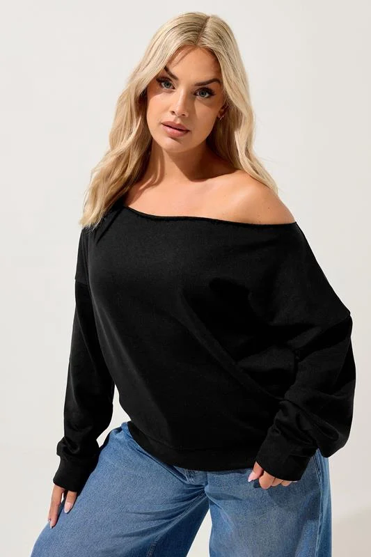 YOURS Curve Black Off Shoulder Sweatshirt