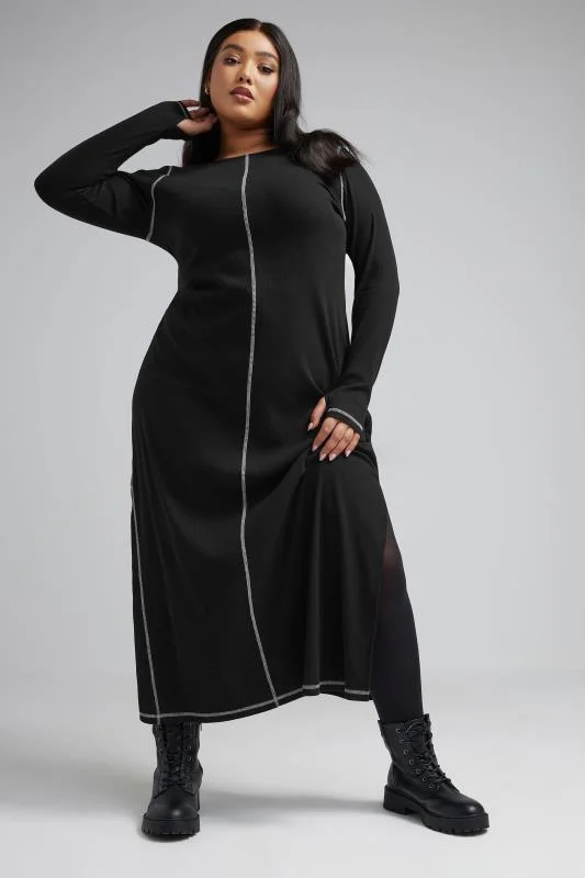 LIMITED COLLECTION Curve Black Contrast Stitch Maxi Dress