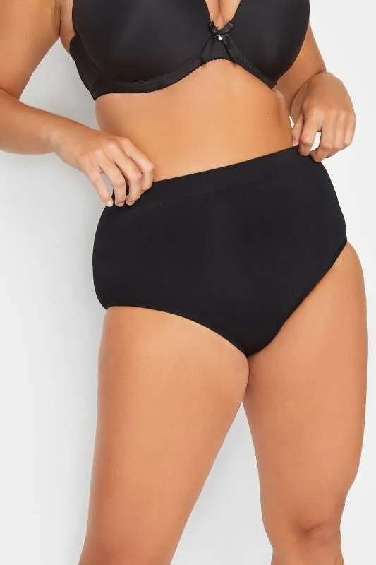 YOURS Curve Black Seamless Light Control High Waisted Full Briefs