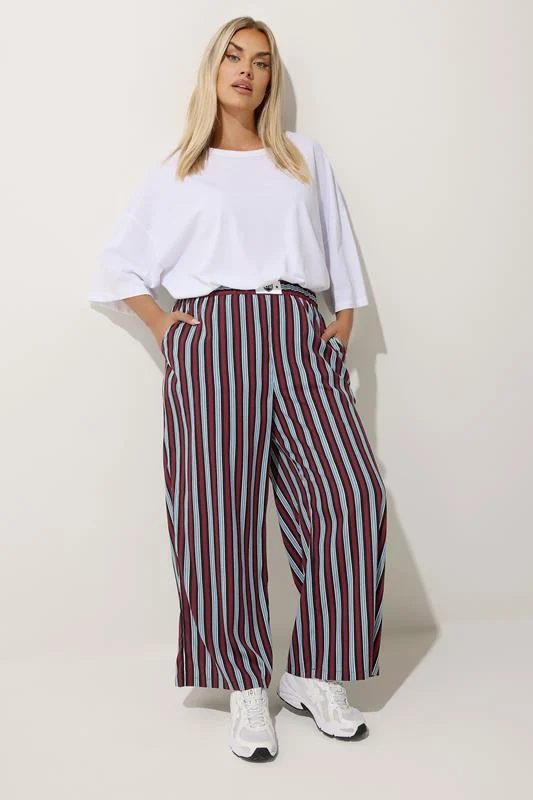 LIMITED COLLECTION Curve Blue Stripe Boxer Waist Trousers