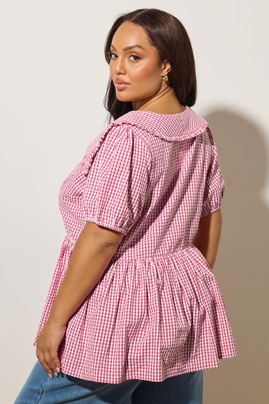 YOURS Curve Red Gingham Tie Front Blouse 4 YOURS Curve Red Gingham Tie Front Blouse