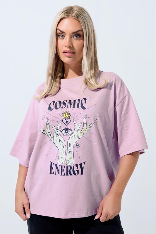 LIMITED COLLECTION Curve Pink'Cosmic Energy' Graphic T-Shirt