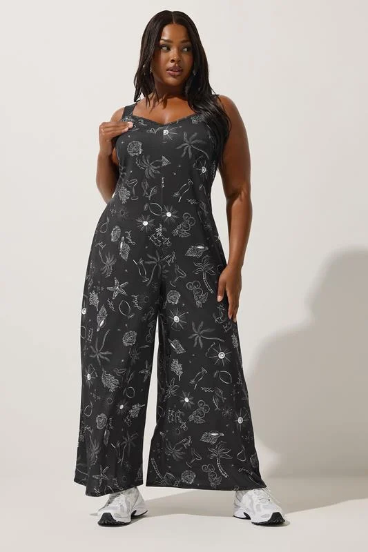 LIMITED COLLECTION Curve Black Summer Print Jumpsuit